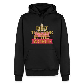 Bester Lehrer der Welt - Männer Premium Bio Hoodie - Schwarz - Vorne - Nico (187cm)