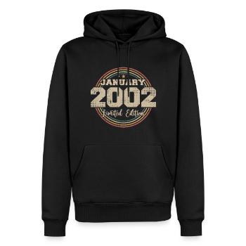 Les légendes sont nées en janvier 2002 - Sweat à capuche Premium bio Homme - noir - Devant - Nico (187cm)