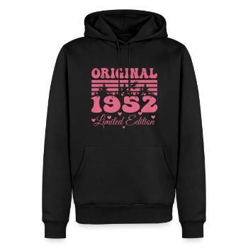 Cadeau 72e Anniversaire 1952 Femme | Né en 1952 - Sweat à capuche Premium bio Homme - noir - Devant - Nico (187cm)