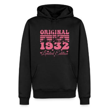 Cadeau 92e Anniversaire 1932 Femme | Né en 1932 - Sweat à capuche Premium bio Homme - noir - Devant - Nico (187cm)