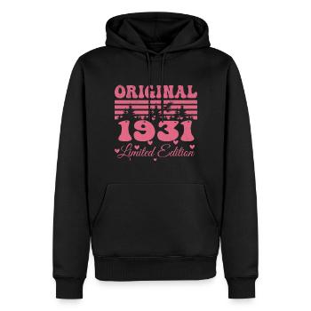 Cadeau 93e Anniversaire 1931 Femme | Né en 1931 - Sweat à capuche Premium bio Homme - noir - Devant - Nico (187cm)