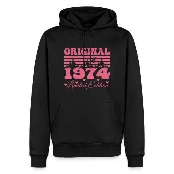Cadeau 50e Anniversaire 1974 Femme | Né en 1974 - Sweat à capuche Premium bio Homme - noir - Devant - Nico (187cm)