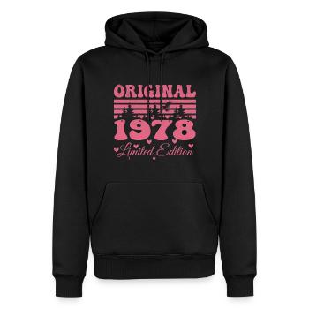 Cadeau 46e Anniversaire 1978 Femme | Né en 1978 - Sweat à capuche Premium bio Homme - noir - Devant - Nico (187cm)