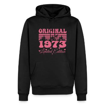 51. Geburtstagsgeschenk 1973 Frau | Geboren 1973 - Männer Premium Bio Hoodie - Schwarz - Vorne - Nico (187cm)