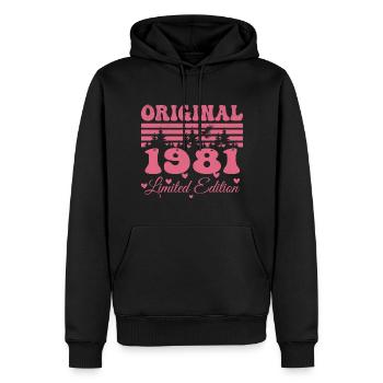 43. Geburtstagsgeschenk 1981 Frau | Geboren 1981 - Männer Premium Bio Hoodie - Schwarz - Vorne - Nico (187cm)