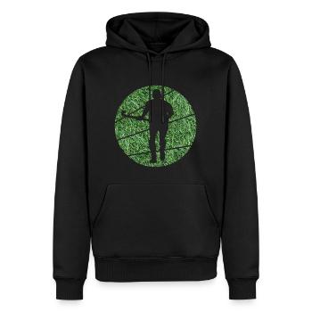 Feldhockey Hockeysport "Kunstrasen Hockeyspieler" - Männer Premium Bio Hoodie - Schwarz - Vorne - Nico (187cm)