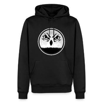 Eule "alte Eule im Mondschein" Nachteule - Männer Premium Bio Hoodie - Schwarz - Vorne - Nico (187cm)