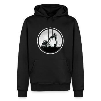 Excavators "digging in the moonlight" Construction site romance - Men’s Premium Organic Hoodie - black - Front - Nico (187cm)