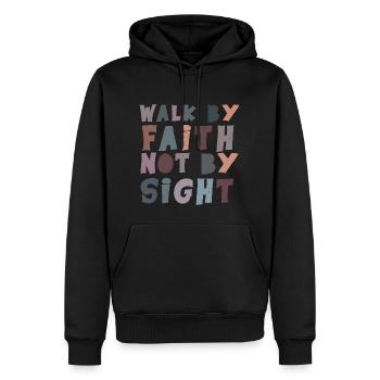Walk by Faith Church Jésus-Christ Christian - Sweat à capuche Premium bio Homme - noir - Devant - Nico (187cm)