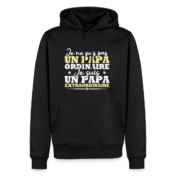 Je suis un papa extraordinaire, Humour cadeau papa - Sweat à capuche Premium bio Homme - noir - Devant - Nico (187cm)
