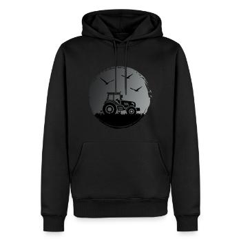 Tracteur conducteur de tracteur « Récolte au clair de lune » - Sweat à capuche Premium bio Homme - noir - Devant - Nico (187cm)