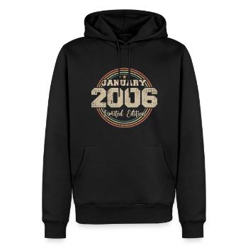 Les légendes sont nées en janvier 2006 - Sweat à capuche Premium bio Homme - noir - Devant - Nico (187cm)