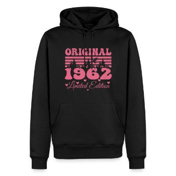 Cadeau 62e Anniversaire 1962 Femme | Né en 1962 - Sweat à capuche Premium bio Homme - noir - Devant - Nico (187cm)