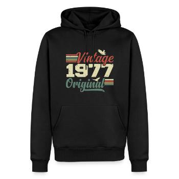 Vintage 1977 Cadeau Anniversaire 1977 Retro - Sweat à capuche Premium bio Homme - noir - Devant - Nico (187cm)