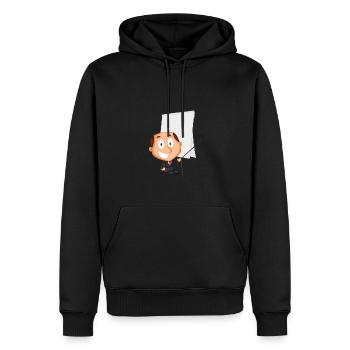 Lecturer uses flipchart, gift idea - Men’s Premium Organic Hoodie - black - Front - Nico (187cm)