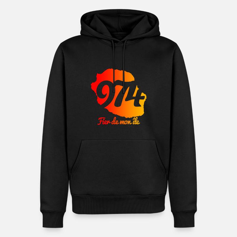 Collection 974 Fier de mon île - Sweat à capuche Premium bio Homme - noir