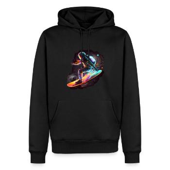 Astronaut surfs in space - Men’s Premium Organic Hoodie - black - Front - Nico (187cm)