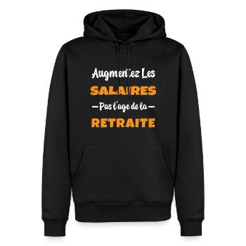 Augmentez les salaires pas l'Age de la Retraite - Sweat à capuche Premium bio Homme - noir - Devant - Nico (187cm)