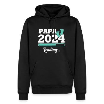 Papa 2024 loading - Sweat à capuche Premium bio Homme - noir - Devant - Nico (187cm)