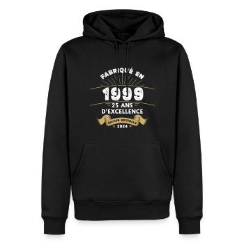 Fabriqué en 1999 25 ans d'excellence originale - Sweat à capuche Premium bio Homme - noir - Devant - Nico (187cm)