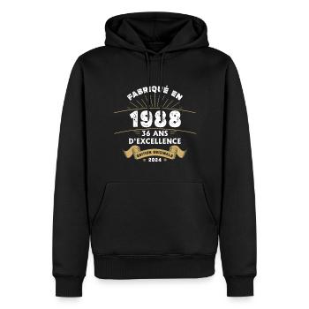 Hergestellt im Jahr 1988 36 Jahre Original-Exzellenz - Männer Premium Bio Hoodie - Schwarz - Vorne - Nico (187cm)