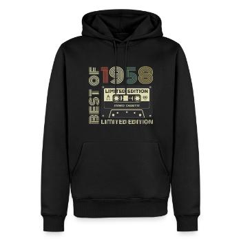 Millésime 1958 - cadeau d’anniversaire rétro 1958 - Sweat à capuche Premium bio Homme - noir - Devant - Nico (187cm)