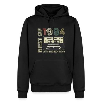 Jahrgang 1984 - 1984 Retro Geburtstagsgeschenk - Männer Premium Bio Hoodie - Schwarz - Vorne - Nico (187cm)