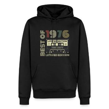 Millésime 1976 - cadeau d’anniversaire rétro 1976 - Sweat à capuche Premium bio Homme - noir - Devant - Nico (187cm)