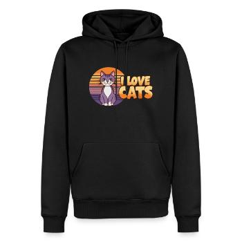 I love cats - Men’s Premium Organic Hoodie - black - Front - Nico (187cm)