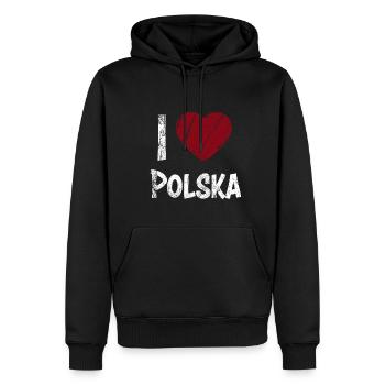 I Love Polska - Men’s Premium Organic Hoodie - black - Front - Nico (187cm)