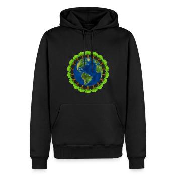 worldtree - Sweat à capuche Premium bio Homme - noir - Devant - Nico (187cm)