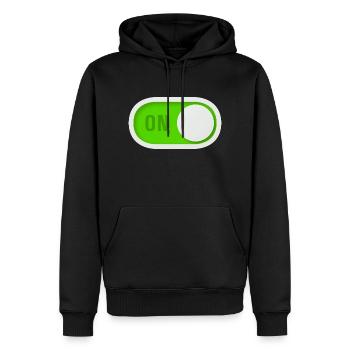 on Button - Männer Premium Bio Hoodie - Schwarz - Vorne - Nico (187cm)