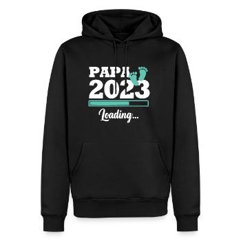 Papa 2023 loading - Sweat à capuche Premium bio Homme - noir - Devant - Nico (187cm)