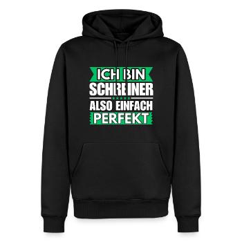 Einfach ein Perfekter Schreiner - Männer Premium Bio Hoodie - Schwarz - Vorne - Nico (187cm)