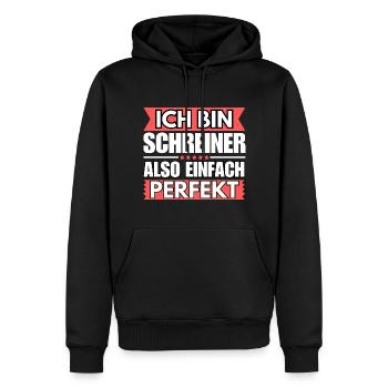 Einfach ein Perfekter Schreiner - Männer Premium Bio Hoodie - Schwarz - Vorne - Nico (187cm)