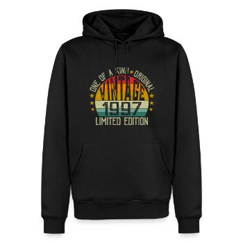 Jahrgang Jahrgang 1997 Retro Jubiläumsgeschenk 1997 - Männer Premium Bio Hoodie - Schwarz - Vorne - Nico (187cm)