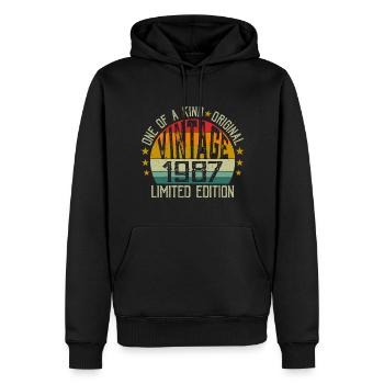 Jahrgang Jahrgang 1987 Retro Geburtstagsgeschenk 1987 - Männer Premium Bio Hoodie - Schwarz - Vorne - Nico (187cm)