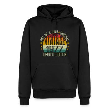 Jahrgang Jahrgang 1977 Retro Geburtstagsgeschenk 1977 - Männer Premium Bio Hoodie - Schwarz - Vorne - Nico (187cm)