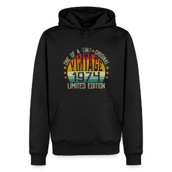 Vintage Geboren 1974 Retro Geburtstagsgeschenk 1974 - Männer Premium Bio Hoodie - Schwarz - Vorne - Nico (187cm)