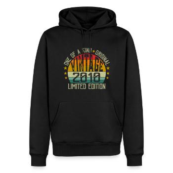 Vintage Born in 2010 Retro Birthday Gift 2010 - Men’s Premium Organic Hoodie - black - Front - Nico (187cm)