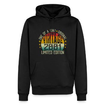 Jahrgang Jahrgang 2001 Retro Geburtstagsgeschenk 2001 - Männer Premium Bio Hoodie - Schwarz - Vorne - Nico (187cm)