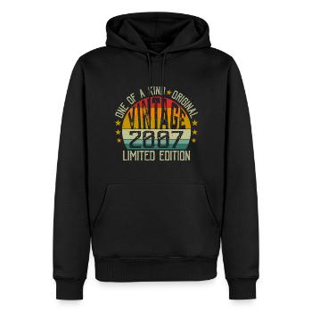 Jahrgang Jahrgang 2007 Retro Geburtstagsgeschenk 2007 - Männer Premium Bio Hoodie - Schwarz - Vorne - Nico (187cm)