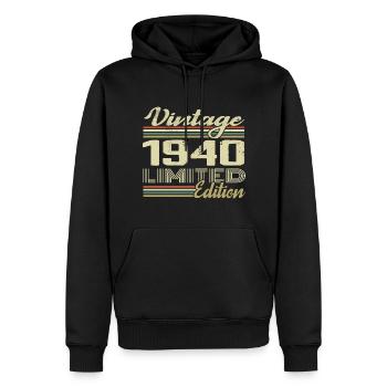 Anniversaire 84 Ans Millésime 1940 Cadeau 1940 - Sweat à capuche Premium bio Homme - noir - Devant - Nico (187cm)
