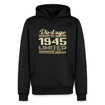 Anniversaire 79 Ans Millésime 1945 Cadeau 1945 - Sweat à capuche Premium bio Homme - noir - Devant - Nico (187cm)