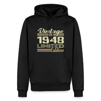 Anniversaire 76 Ans Millésime 1948 Cadeau 1948 - Sweat à capuche Premium bio Homme - noir - Devant - Nico (187cm)