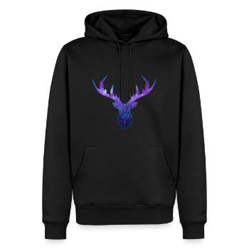 Cerf Low Poly Cosmos - Männer Premium Bio Hoodie - Schwarz - Vorne - Nico (187cm)
