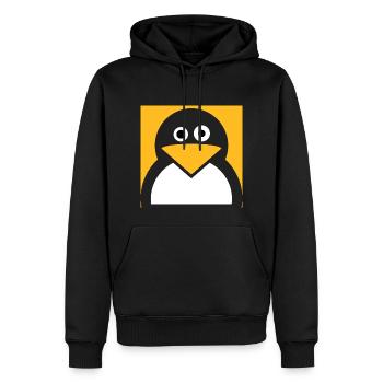 Linux Pingouin - Sweat à capuche Premium bio Homme - noir - Devant - Nico (187cm)
