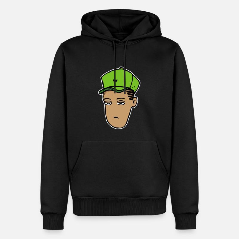 Hip-Hop-Kopf (Schlaganfall) - Männer Premium Bio Hoodie - Schwarz