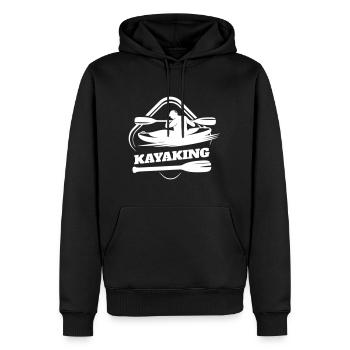 KAYAK ROWING CANOE RAFTING WATER RIVER SPORTS MOTIF - Men’s Premium Organic Hoodie - black - Front - Nico (187cm)