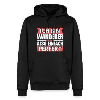 Einfach ein Perfekter Wanderer - Männer Premium Bio Hoodie - Schwarz - Vorne - Nico (187cm)